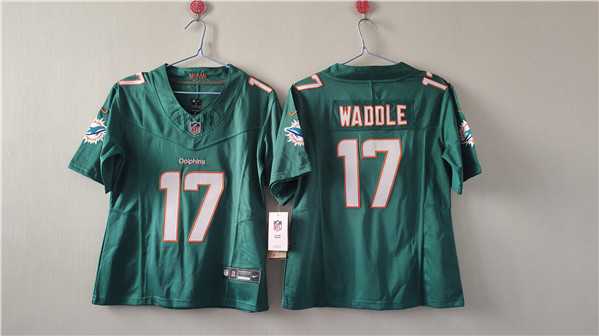 Women%27s Miami Dolphins #17 Jaylen Waddle Aqua F.U.S.E. Vapor Untouchable Football Stitched Jersey(Run Small)->women nfl jersey->Women Jersey